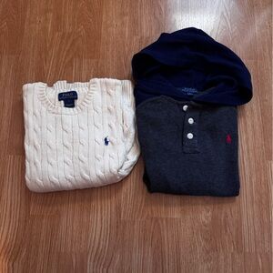 {Polo by Ralph Lauren} Cream Cable Knit Sweater and Navy Henley Shirt